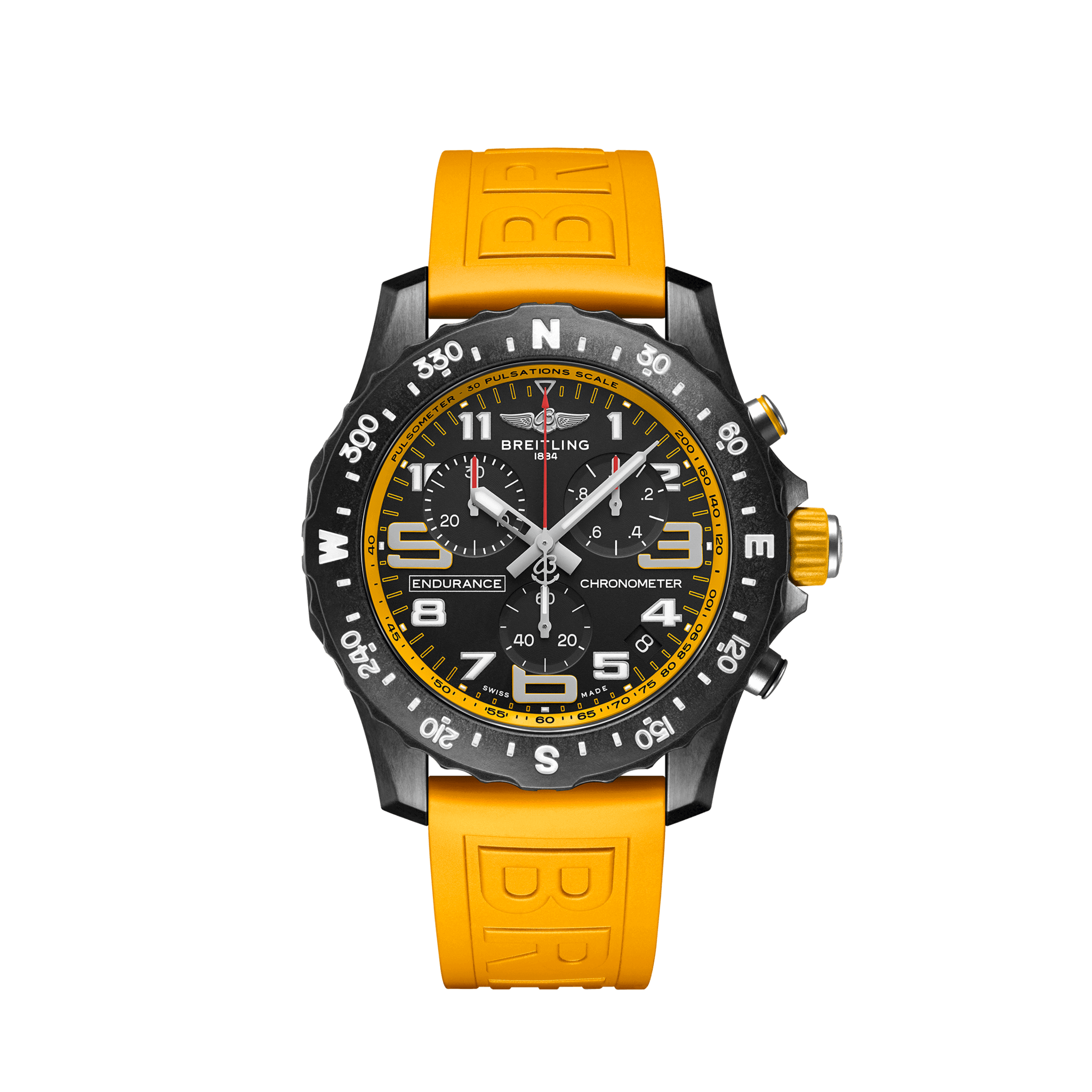 Breitling Endurance Pro Black Dial Yellow Rubber 44mm