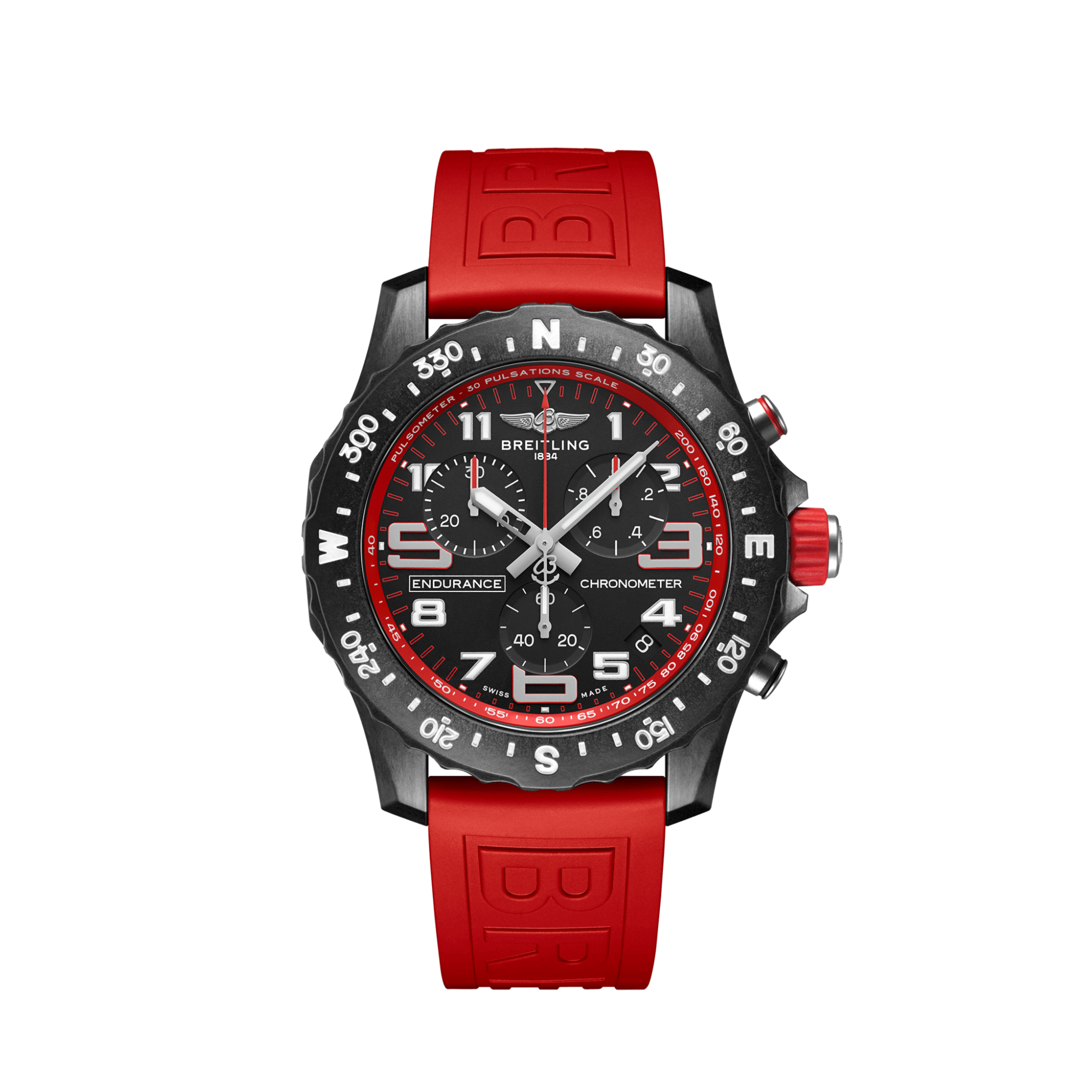 Breitling Endurance Pro Ironman Black Dial Red Rubber 44mm