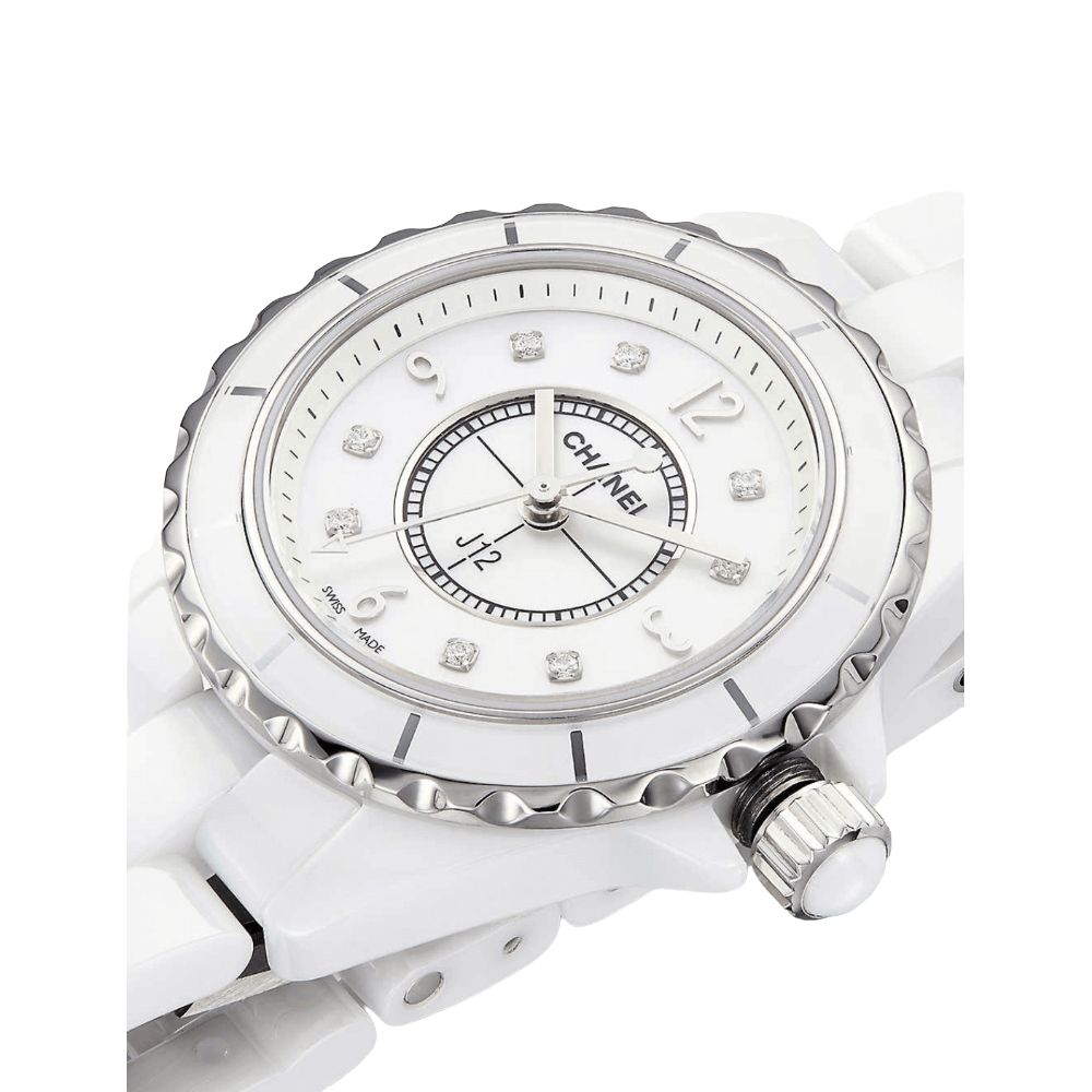 Chanel J12 Chronograph White Ceramic Black Diamond Watch H1664