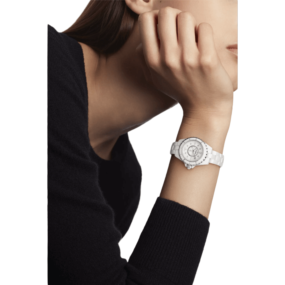 Chanel J12 Quartz Diamond White Dial Ladies Watch H5704 - Watches, J12 -  Jomashop