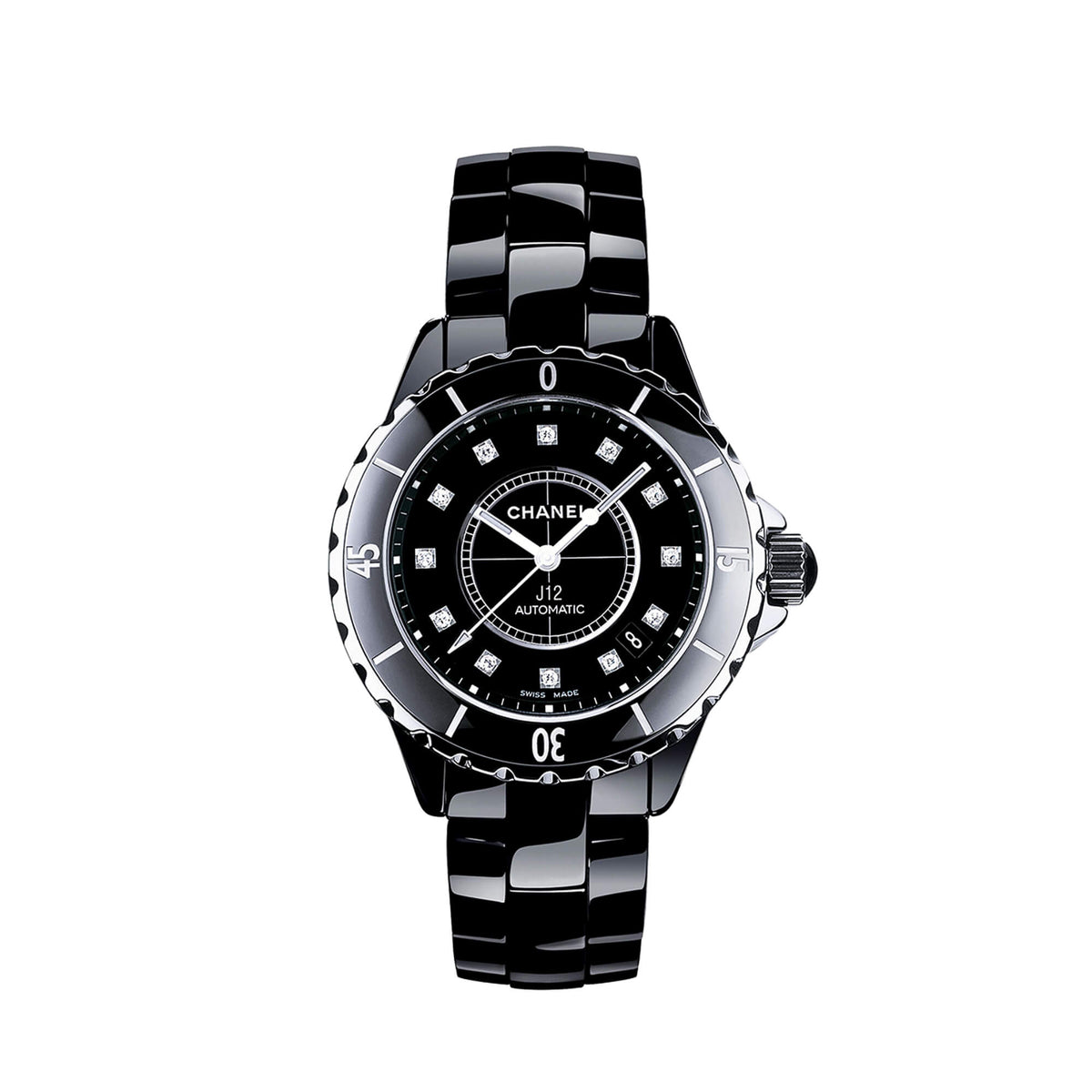 Chanel Watch J12 Chronograph Automatic Black Ceramic Mens 41mm Swiss Made