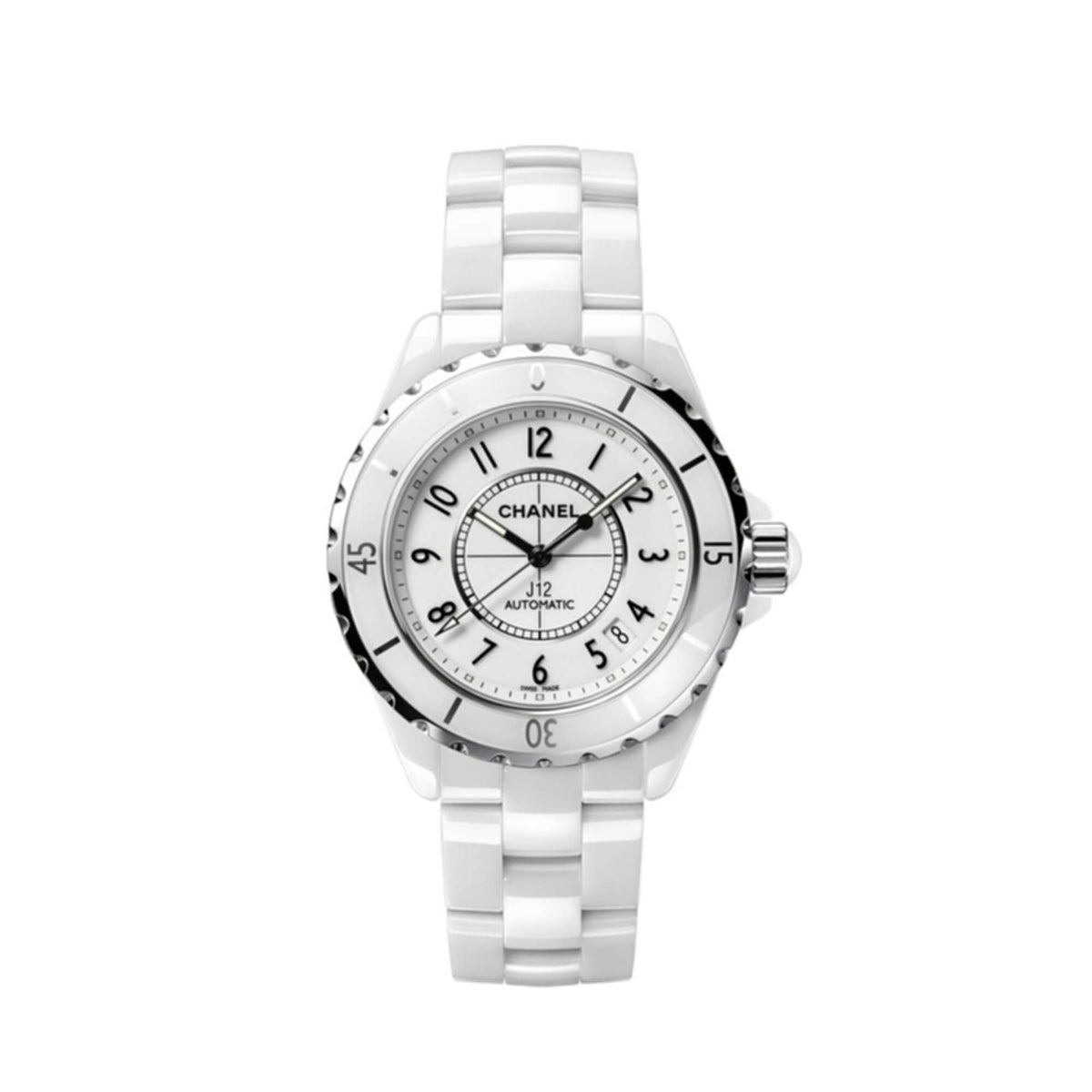Chanel J12 White Dial White Ceramic Bracelet 38mm - Ginza Watches