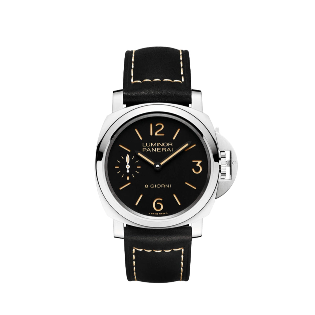 Panerai Luminor 8 Giorni Black Dial Black Leather 44mm Ginza Watches