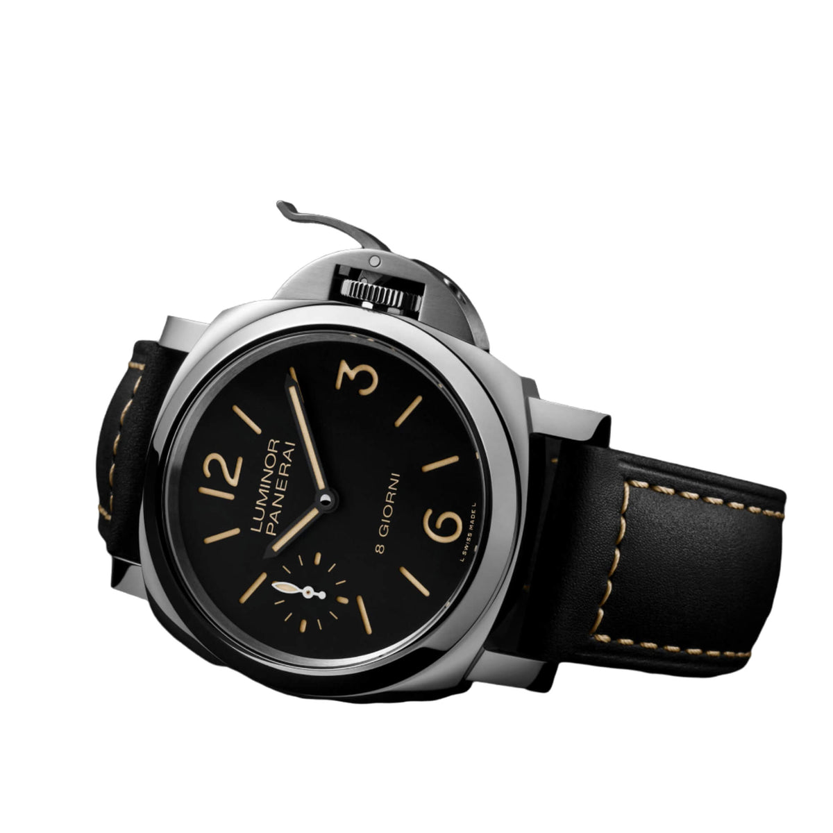 Panerai Luminor 8 Giorni Black Dial Black Leather 44mm Ginza Watches