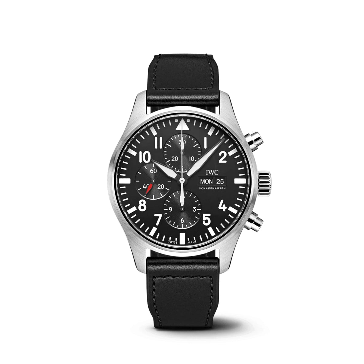 IWC Pilot Chronograph Black Dial Black Leather 43mm Ginza Watches