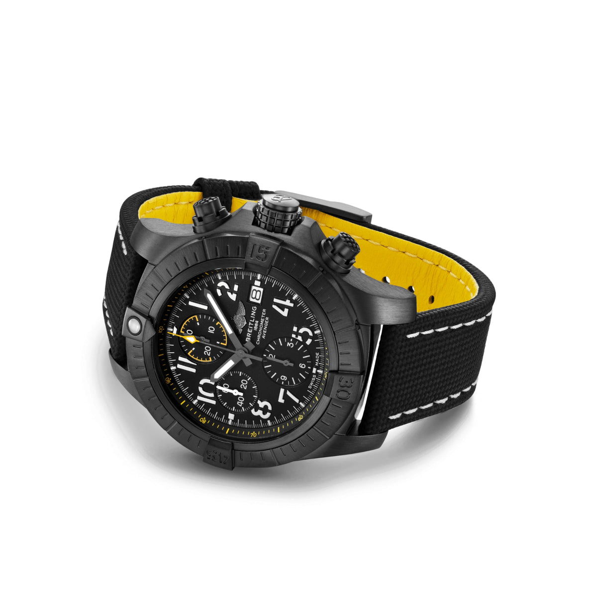 Breitling Avenger Chronograph Night Mission Black Dial Black Leather 4 Ginza Watches