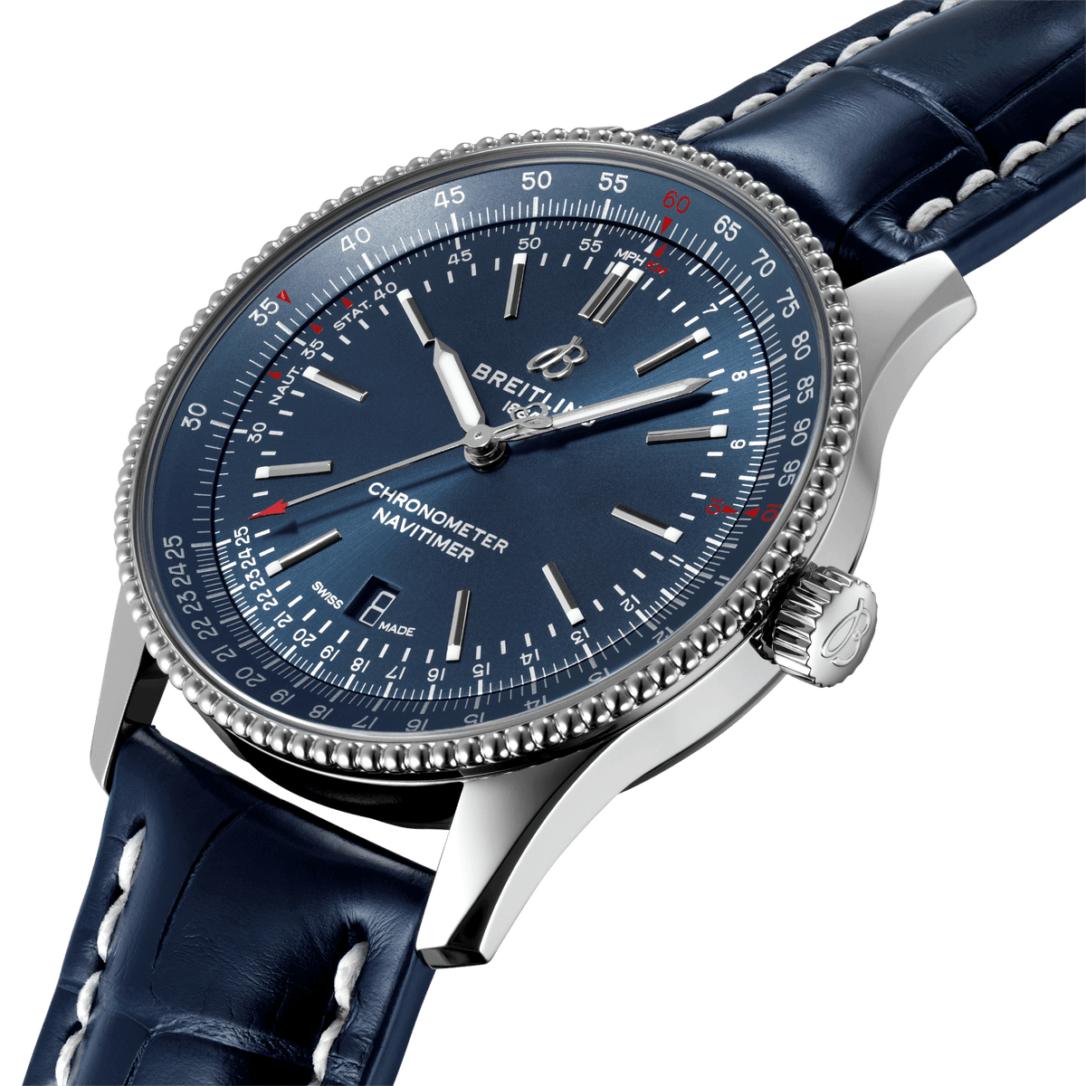 breitling watch blue leather strap