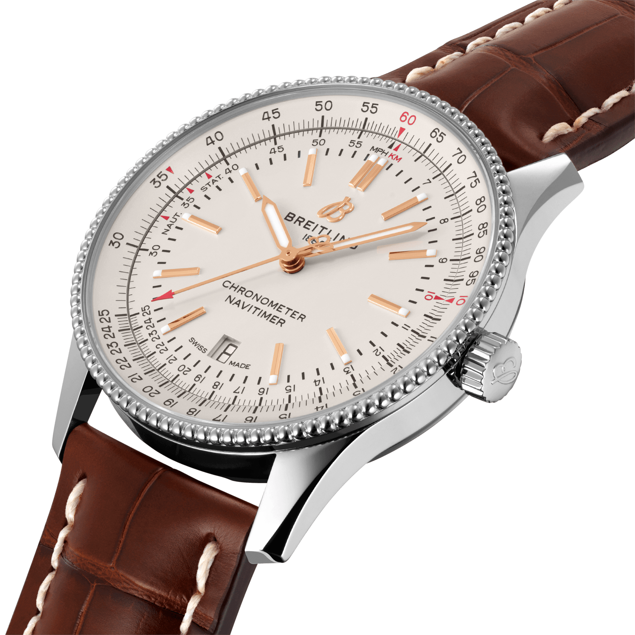 Breitling Navitimer Automatic Silver Dial Brown Leather 41mm